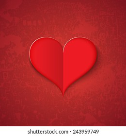 Red heart on scratchy background