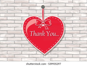 Red heart on a seamless rustic brick wall - vector illustration 