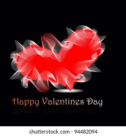 red heart on the shining background with red background.