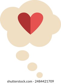Red heart on thought bubble