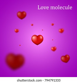Red heart on ultraviolet background. Vector ilustration. EPS10