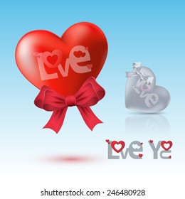 Red Heart on Valentines day background, Vector illustration