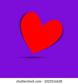 red heart on violet background