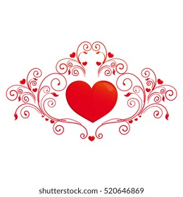 red heart, on a white