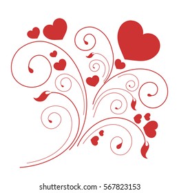 red heart, on a white