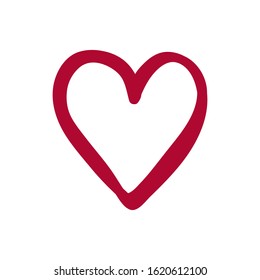 Red heart on white. Abstract heart on isolated background. Love symbol