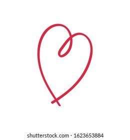 Red heart on white. Abstract heart on isolated background. Love symbol