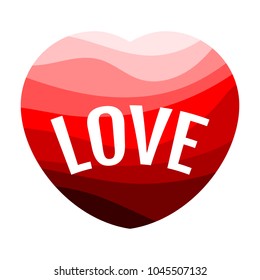 Red heart on a white background with an inscription Love. Vector illustration.
