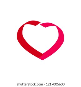 Red heart on white background sign. Symbol linked, join, love, passion and wedding. Colorful template for t shirt, apparel, card, poster, valentine day, etc. Design element. Vector illustration