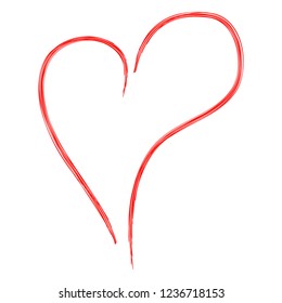 Red heart on the white background