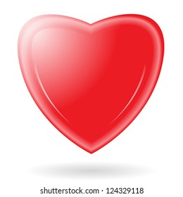 Red heart on white background. Vector illustration