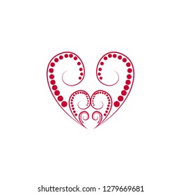 Red heart on white background sign. Symbol linked, join, love, passion and wedding. Colorful template for t shirt, apparel, card, poster, valentine day, etc. Design element. Vector illustration