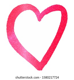 Red heart on white background. Metallic style. Abstract golden bright light. Glitter heart. Love, wedding concept. Gold glitter texture. Abstract vector illustration. Valentine day concept