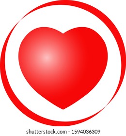Red heart on a white background. To the day of St. Valentine. Heart with white flare inside a red ring. Vector illustration.