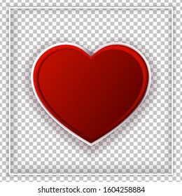 Red heart on white background. Banner for Valentines day, wedding, love greeting card.