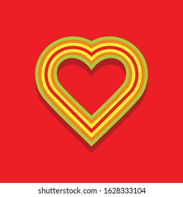 Red heart on white background. Vector flat illustration. My love, Valentine's day. Love in my life. I love you. You are my love