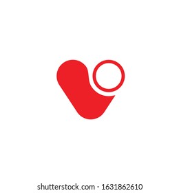 Red heart on white background. Vector flat illustration. My love, Valentine's day. Love in my life. I love you. You are my love