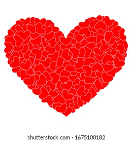 Red heart on a White Background. Vector illustration. Use for printing, posters, T-shirts, textile drawing, print pattern. Symbol of Love and Valentine's Day. 