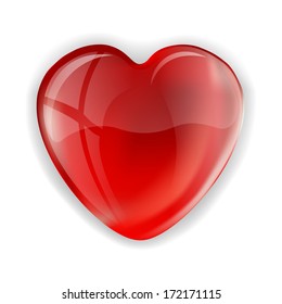 red heart on the white background - vector shape
