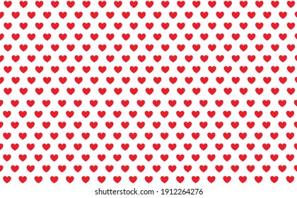 Red heart on white background vector illustration. Heart pattern background . Red and white pattern design.