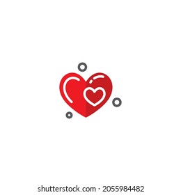 Red heart on a white background.