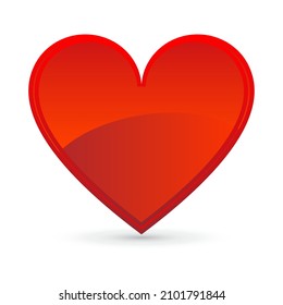 Red heart on white background. Valentine's day  sign. Love symbol. Vector design element.