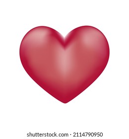 Corazón rojo sobre fondo blanco. Símbolo romántico de San Valentín.  Ilustración vectorial.