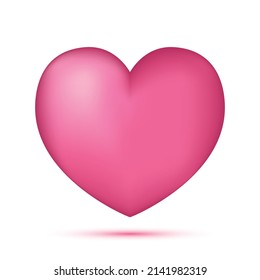 Corazón rojo sobre fondo blanco. Concepto de corazón. Icono vectorial 3d.