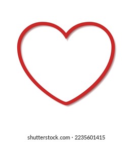 Red heart on white background. Vector illustration