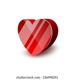 Red Heart on white background. Vector Illustration