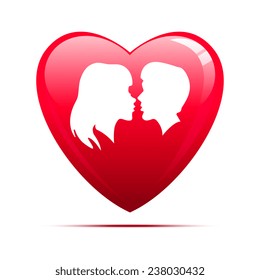 Red heart on white background. Illustration. Vector