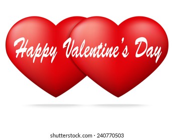 Red heart on white background ,Valentine's Day concept,Vector illustration