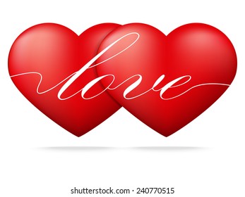 Red heart on white background ,Valentine's Day concept,Vector illustration