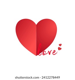 Red heart on a white background. Valentines Day. Vector illustration