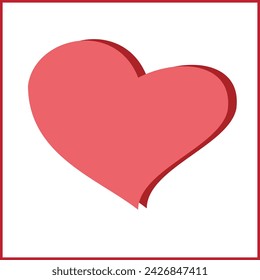 Red heart on a white background. Valentine's Day. Vector illustration. Heart element design for love and valentine greeting card.