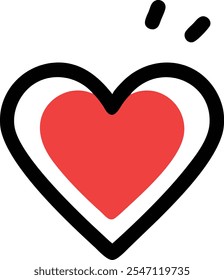 Red heart on white background illustration
