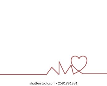 Red Heart on White Background with Medical Symbols and ECG Line
