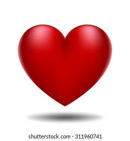 Red heart on a white background
