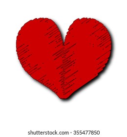Red heart on a white background. Vector illustration.