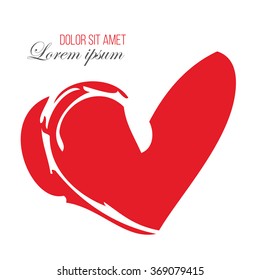 red heart on a white background with the text . vector background for a card