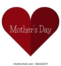 Red heart on white background. Mother's day. 