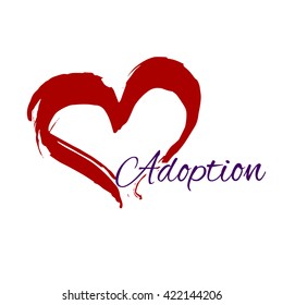 Red heart on a white background. Logo template Adoption