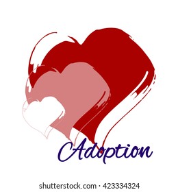 Red heart on a white background. Logo template Adoption