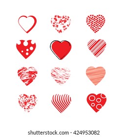 red heart  on white background  vector valentine day