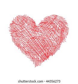 Red heart on white background