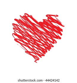 Red heart on white background