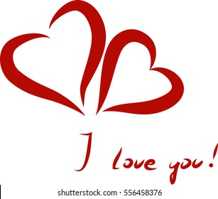 Red heart on a white background. Background with hearts, vector illustration stylish.