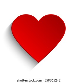 Red heart on white background