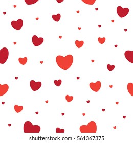 Red heart on white background. Valentine seamless pattern.