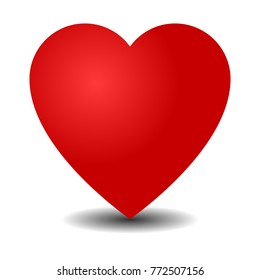 Red heart on a white background. Vector illustration